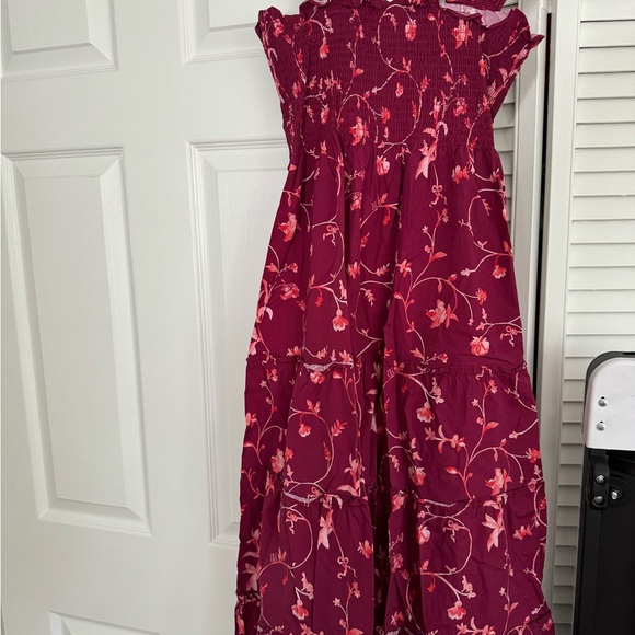 Ellie hill house nap dress burgundy botanical poplin - Picture 4 of 4